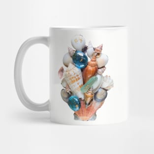 Shell collage with beach glass Mug